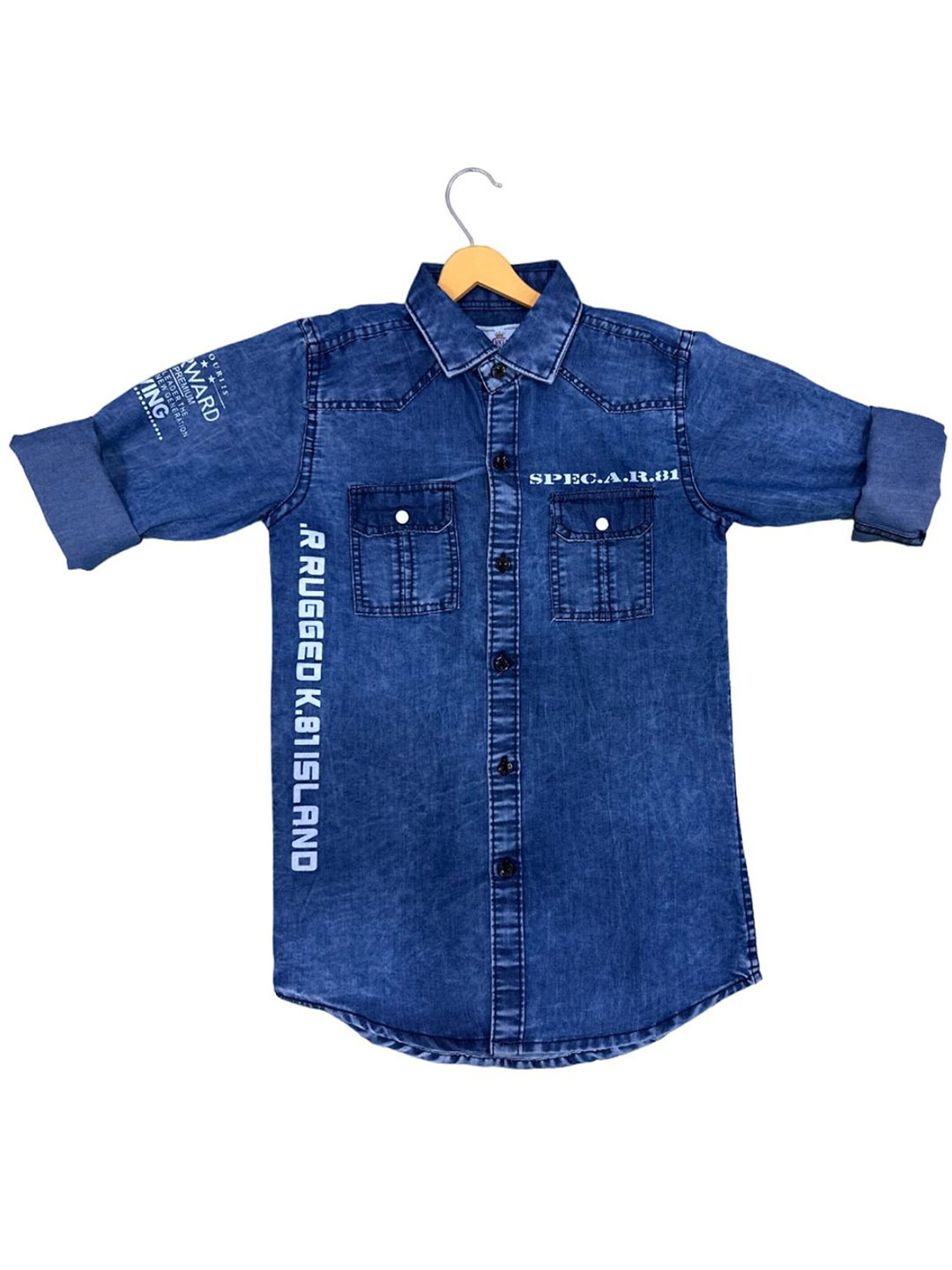

BAESD Boys Faded Spread Collar Opaque Regular Fit Casual Shirt, Blue