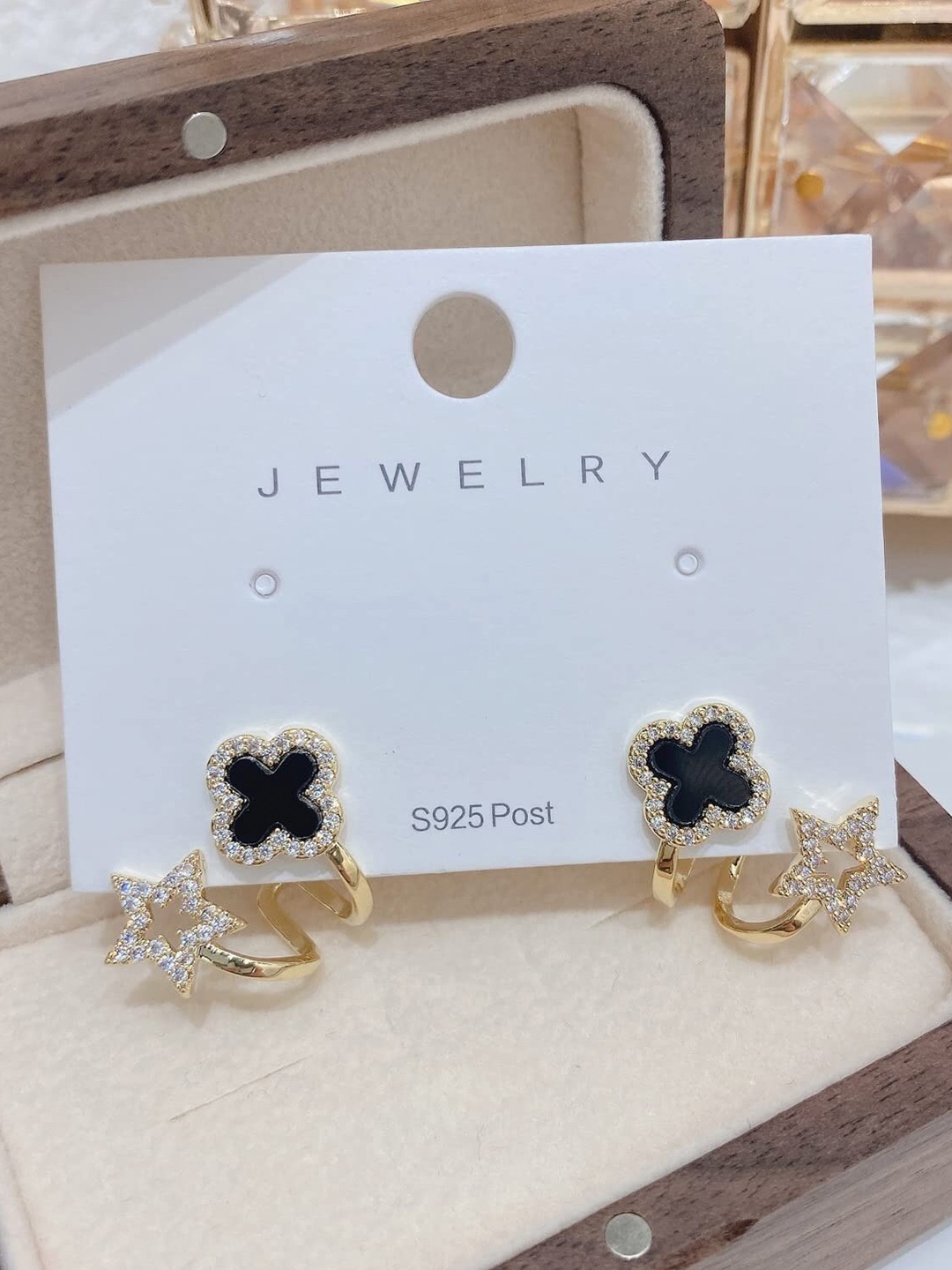 

KARISHMA KREATIONS Gold Plated CZ Studded Earrings, Black