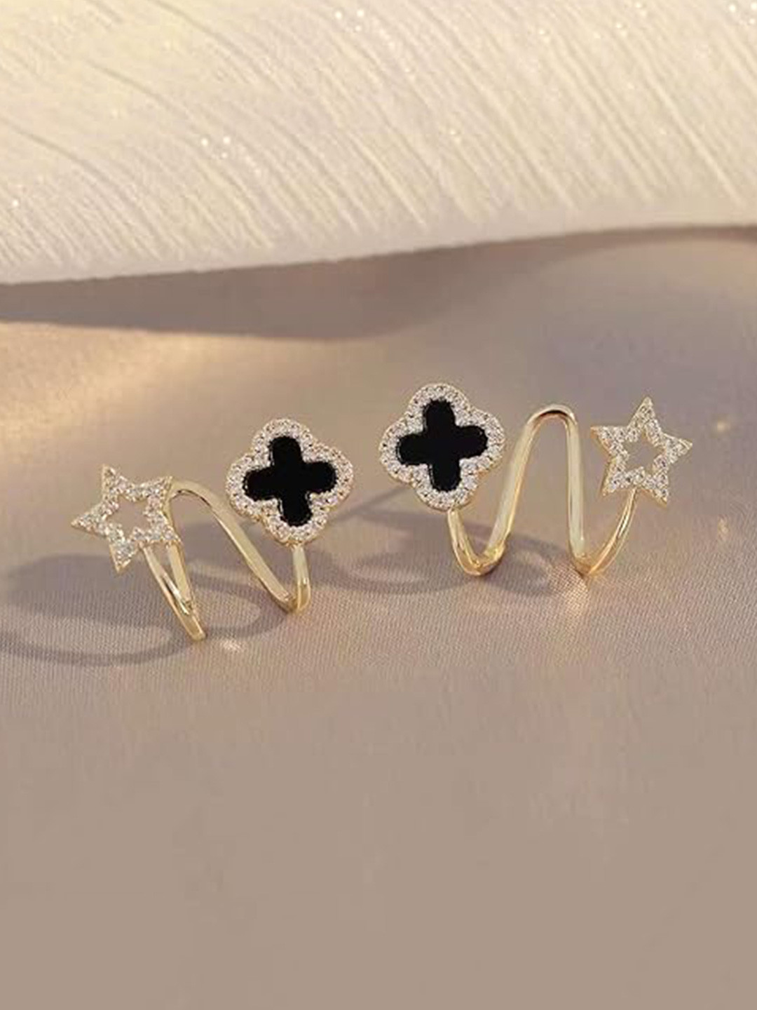 

KARISHMA KREATIONS Gold Plated CZ Studded Earrings, Black