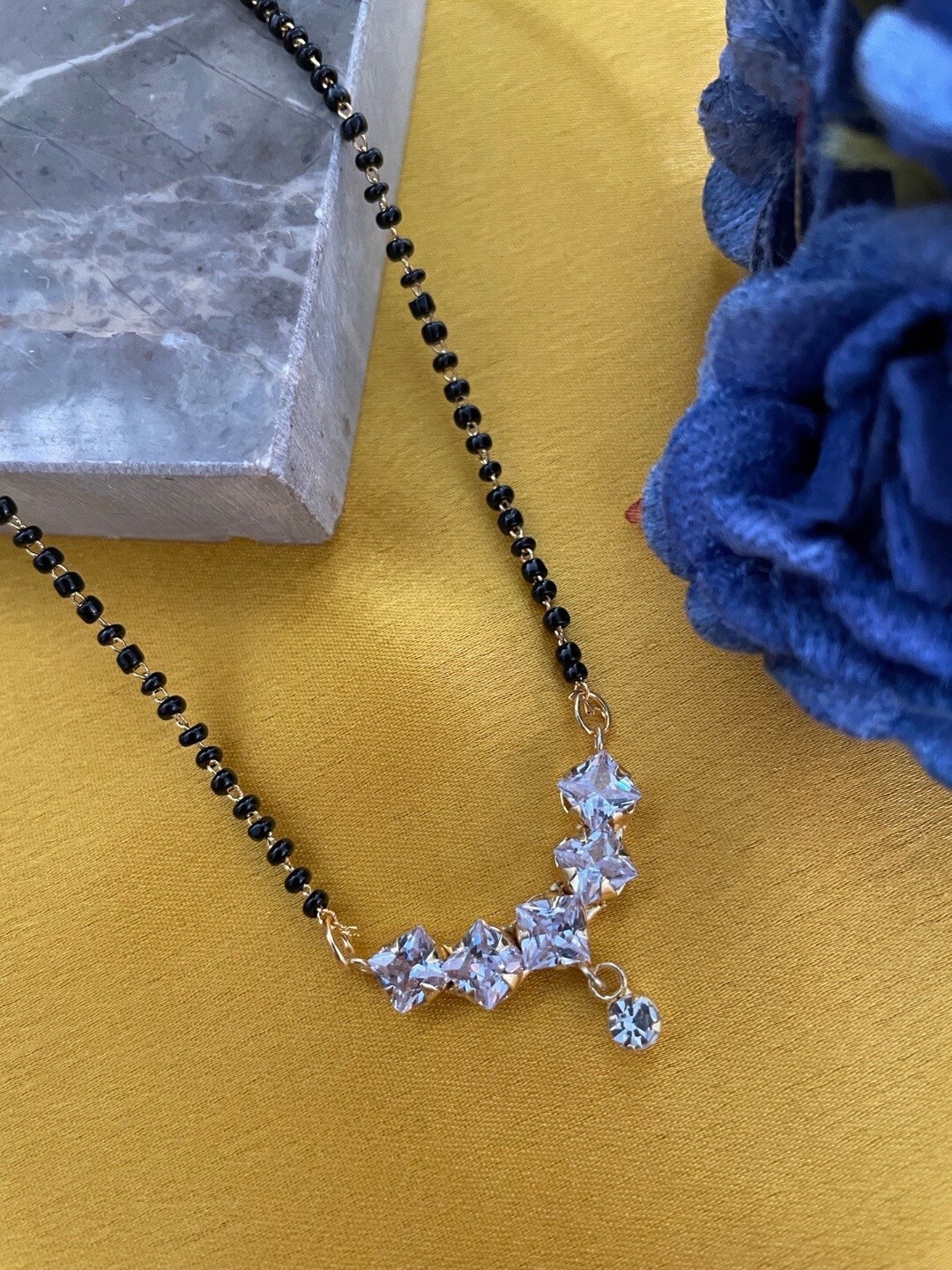 

Digital Dress Room Gold-Plated AD Studded & Beaded Mangalsutra