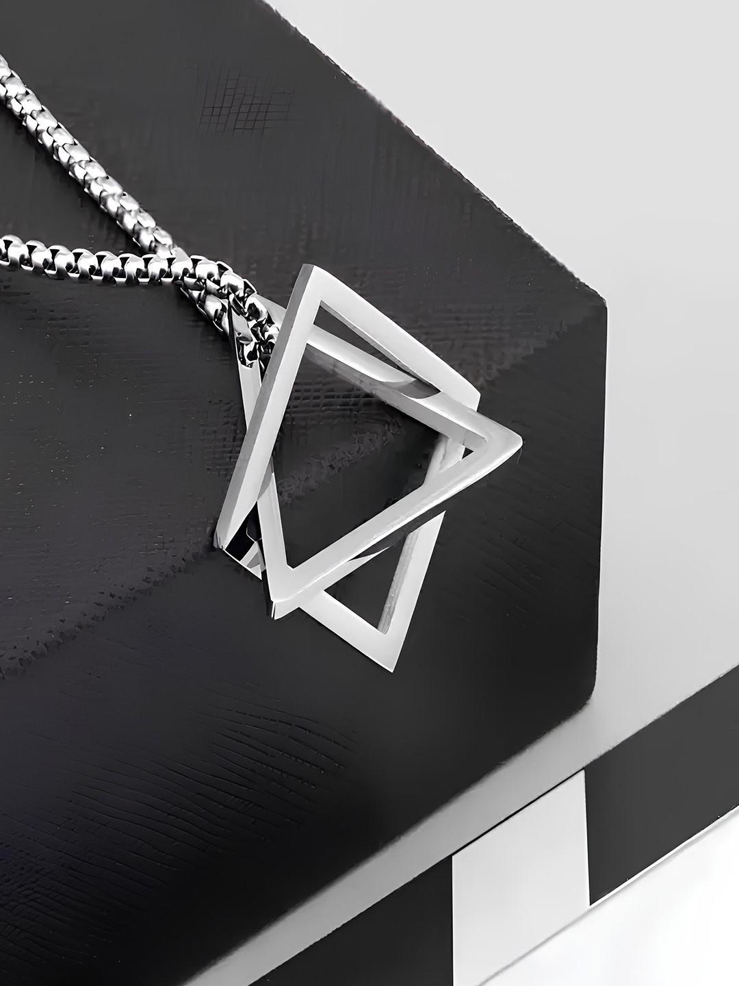 

KARISHMA KREATIONS Unisex Silver-Plated Triangle Pendant With Chain