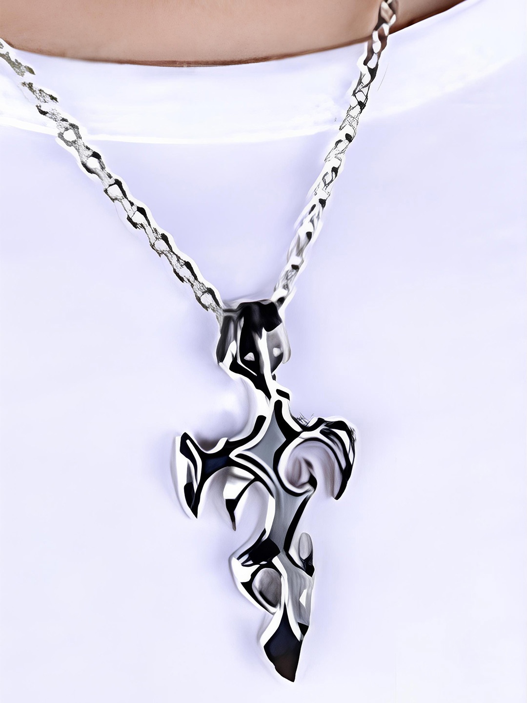 

KARISHMA KREATIONS Unisex Silver-Plated Stainless Steel Pendant with Chain