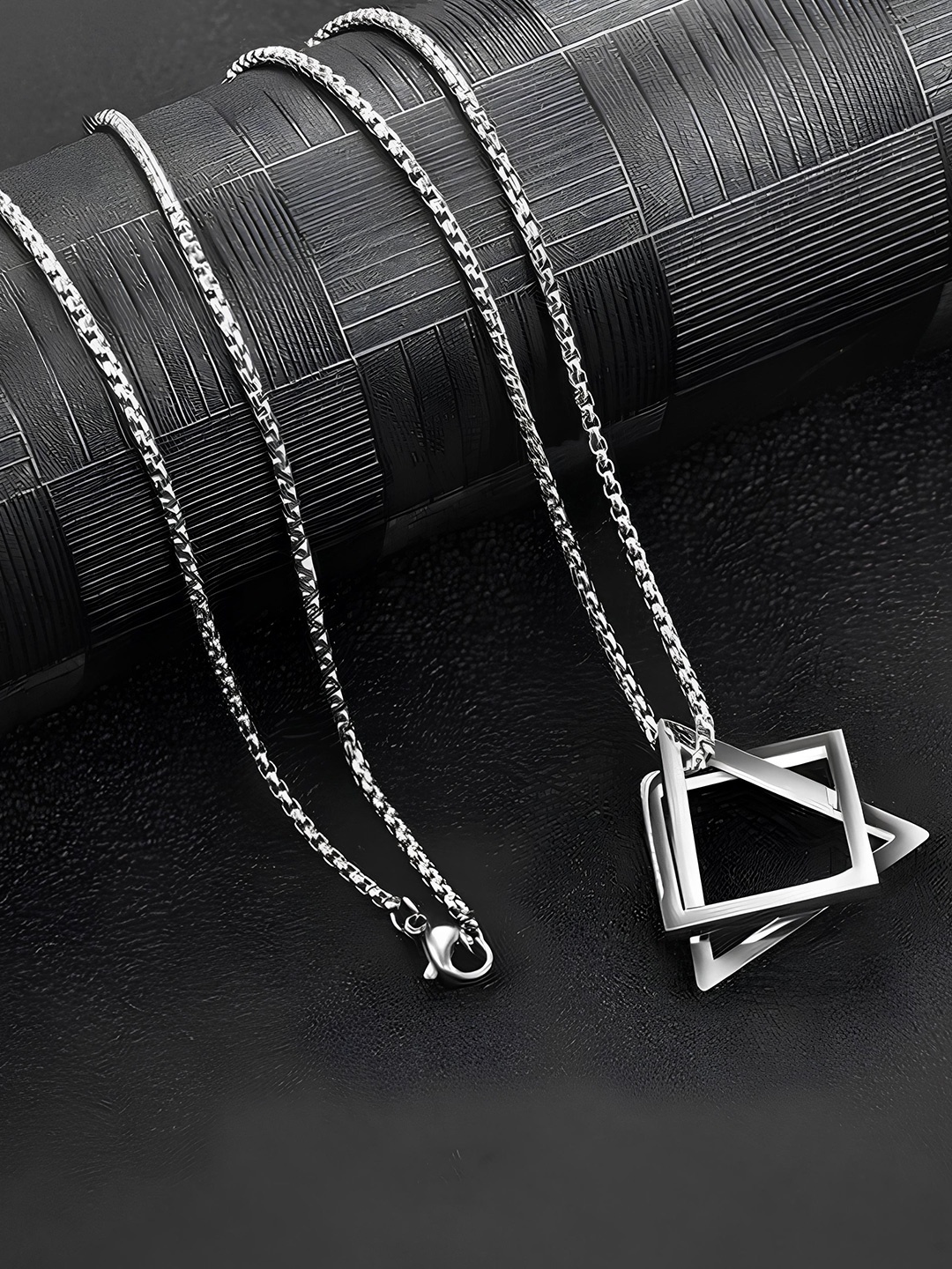 

KARISHMA KREATIONS Unisex Silver-Plated Triangle & Square Pendant With Chain