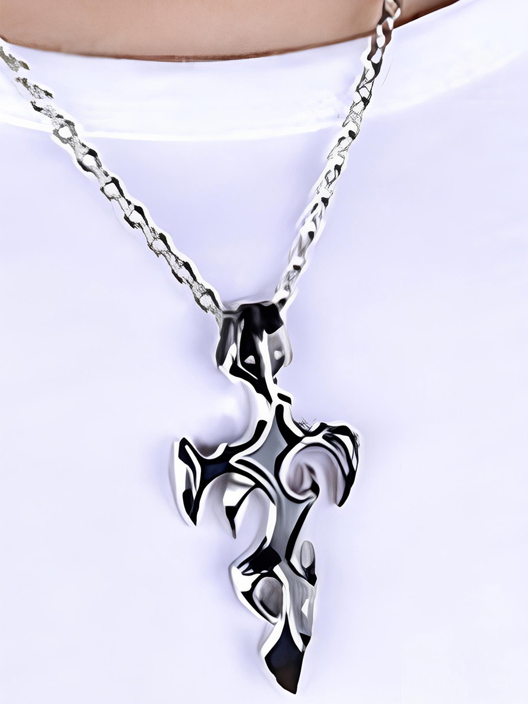 

KARISHMA KREATIONS Unisex Silver-Plated Flame Pendant With Chain