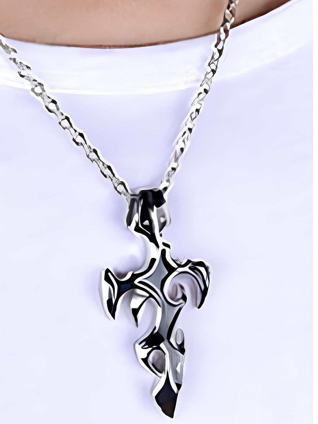 

KARISHMA KREATIONS Stainless Steel Silver-Plated Flame Pendant With Chain