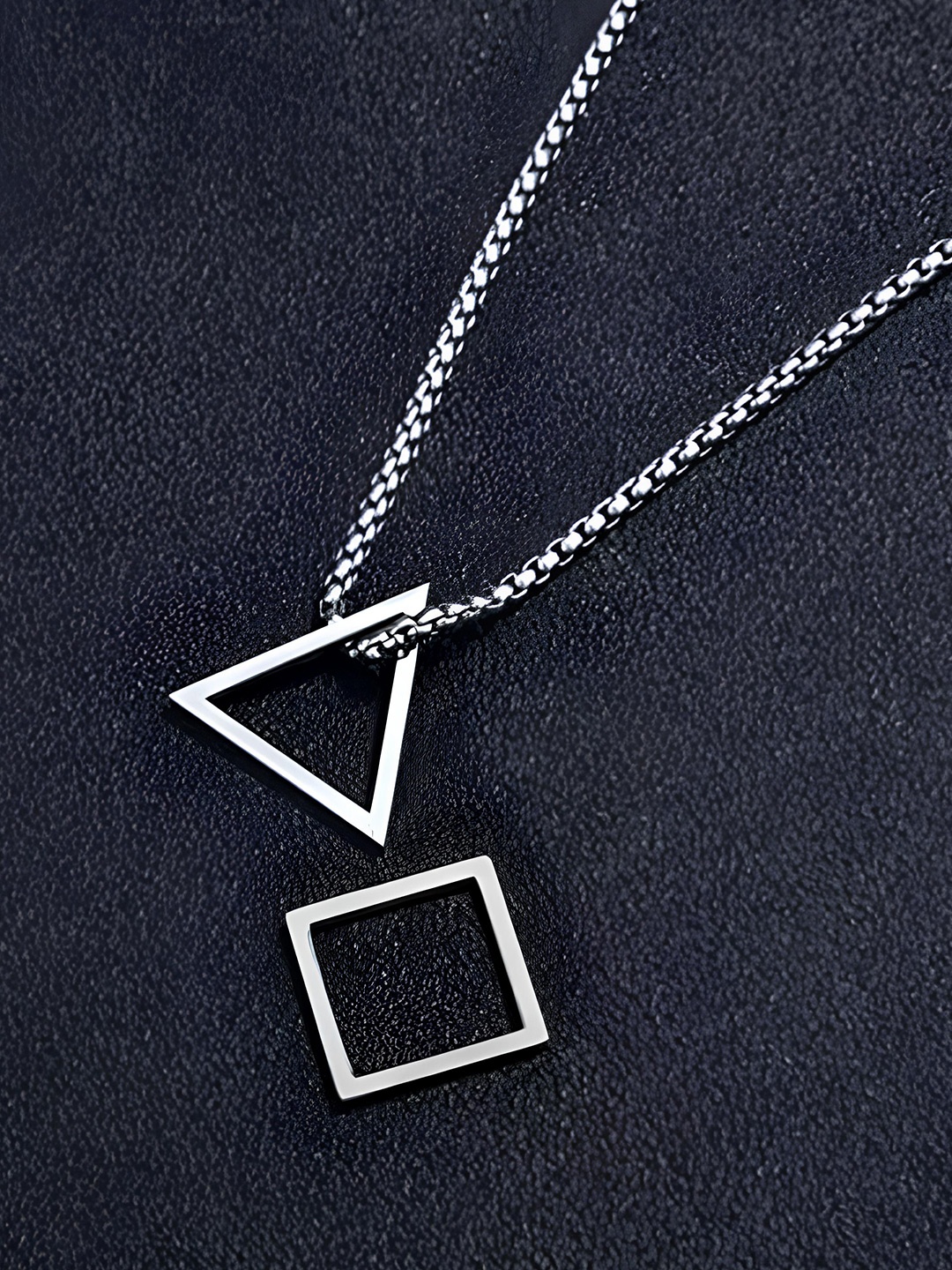 

KARISHMA KREATIONS Stainless Steel Silver-Plated Triangle & Square Pendant With Chain