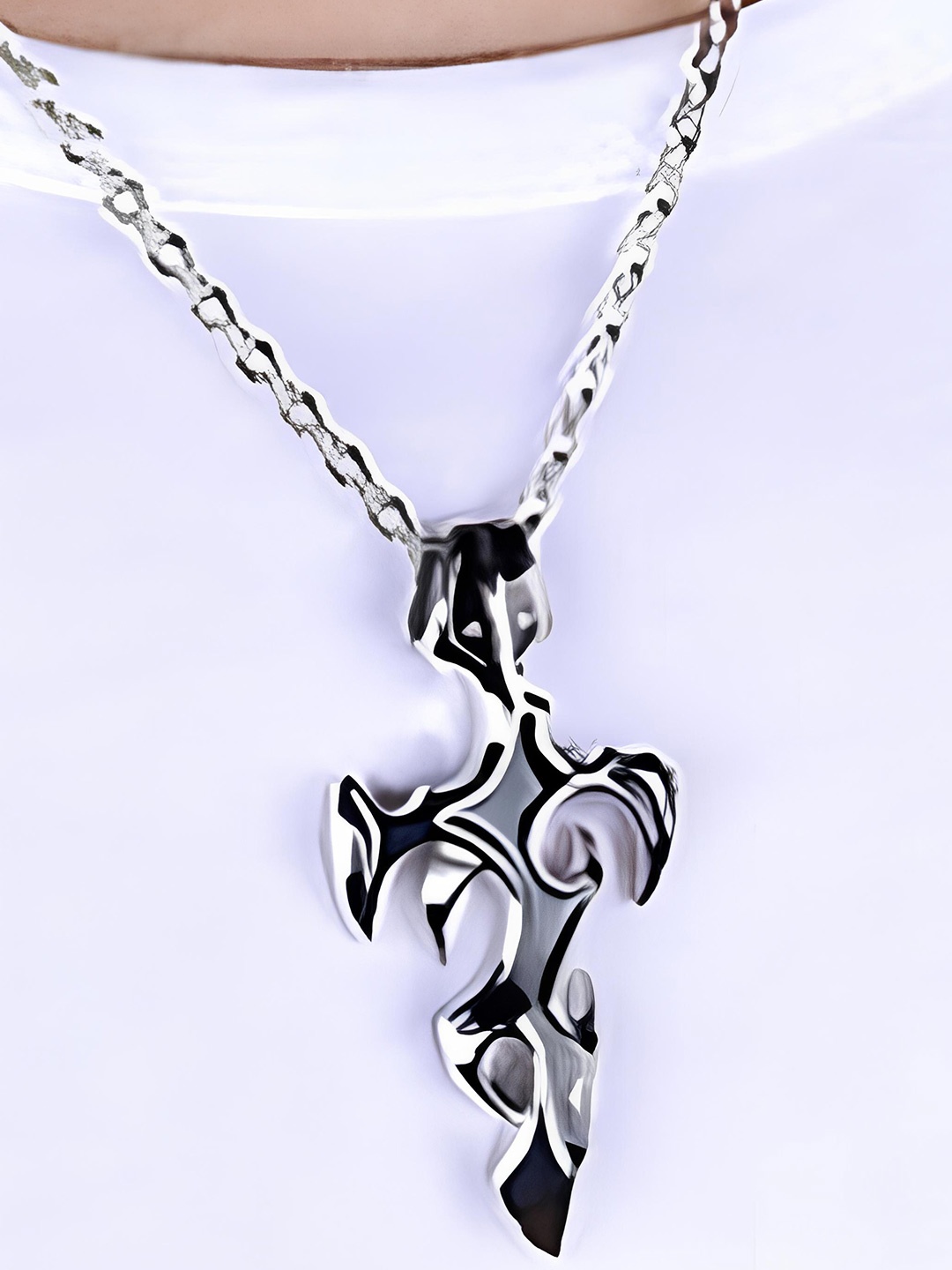 

KARISHMA KREATIONS Silver-Plated Flame Pendant With Chain