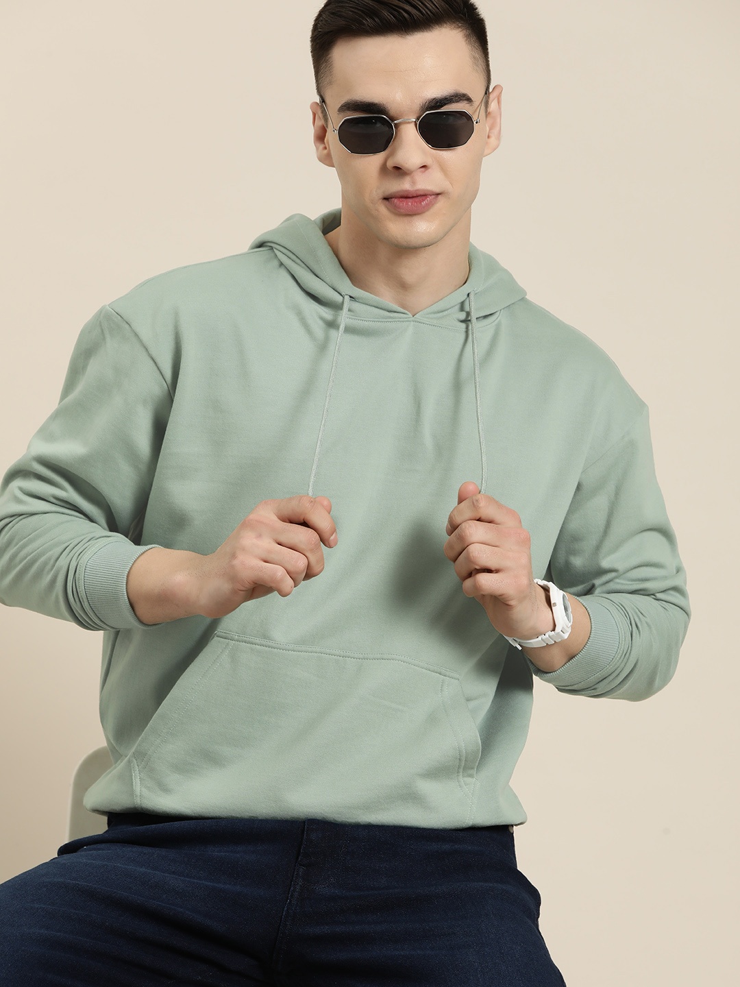 

HERE&NOW Men Hooded Sweatshirt, Green