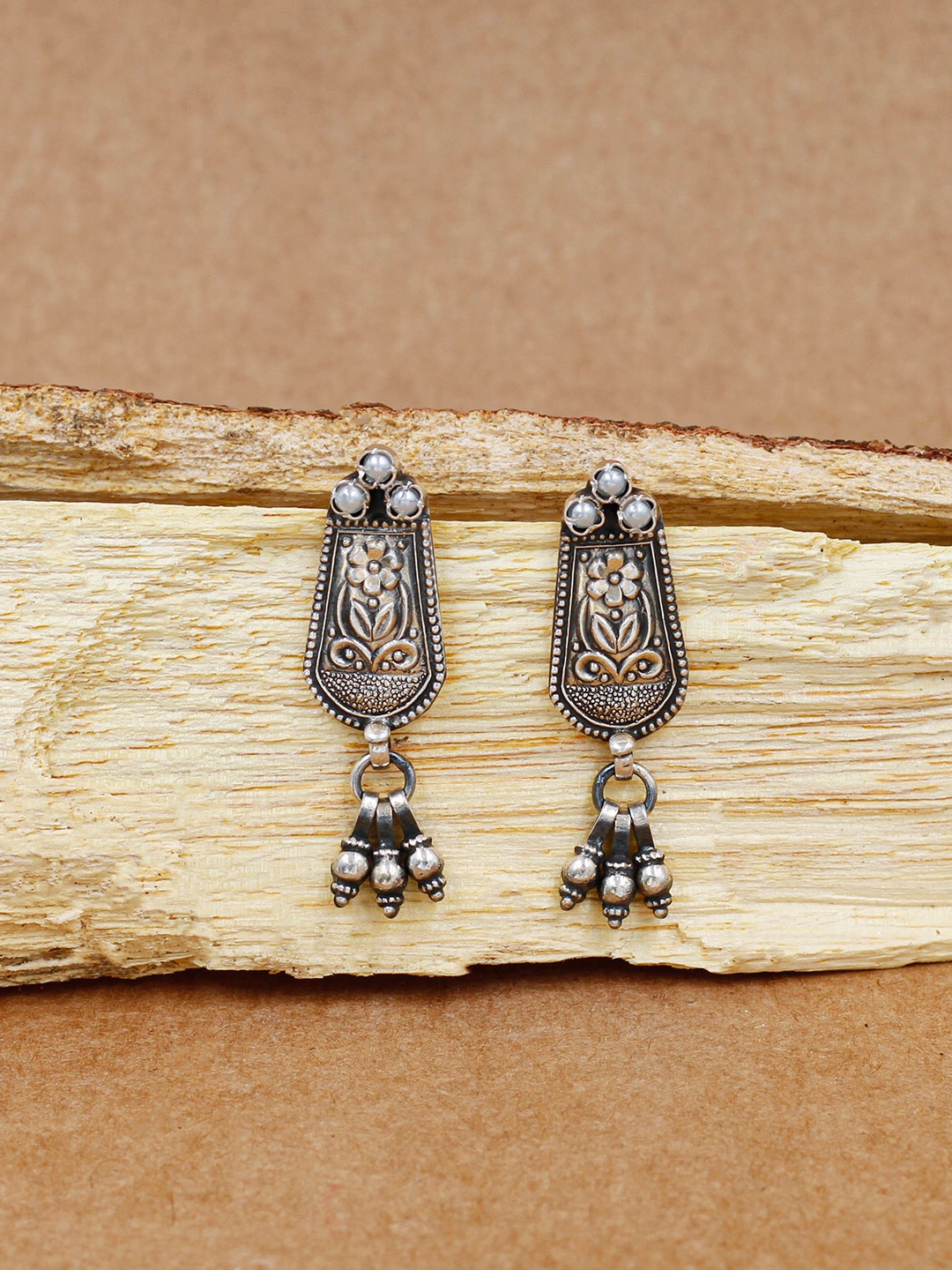 

SANGEETA BOOCHRA Sterling Silver Oxidized Drop Earrings