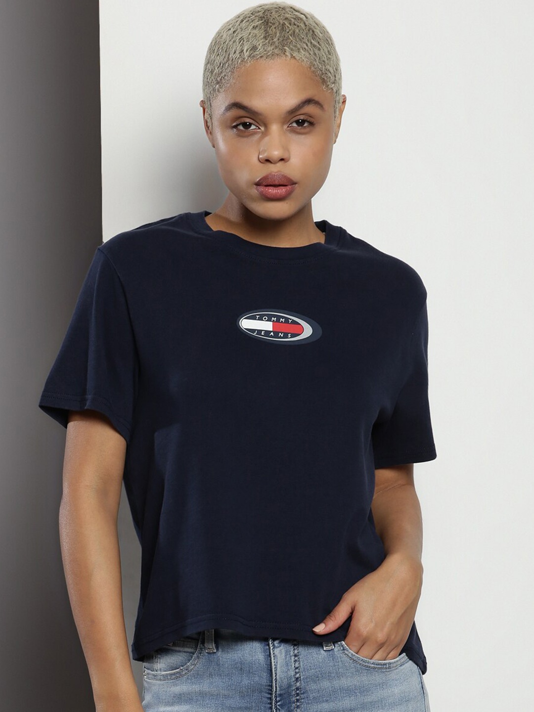 

Tommy Hilfiger Brand Logo Printed T-Shirt, Navy blue