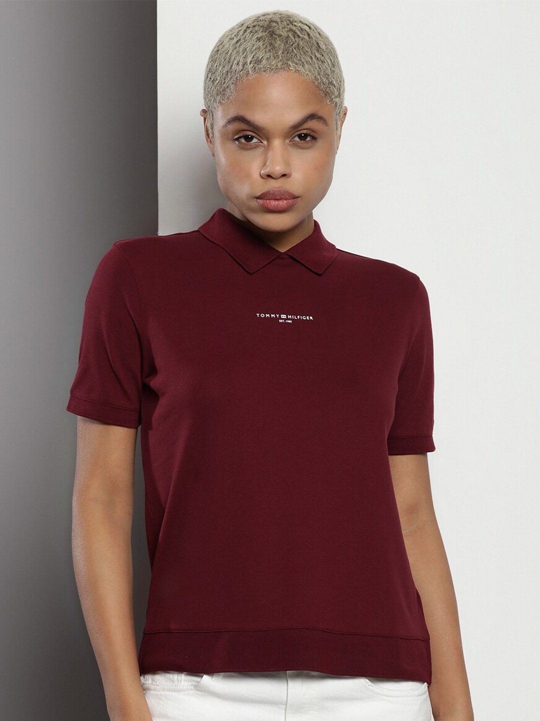 

Tommy Hilfiger Polo Collar Organic Cotton T-shirt, Maroon