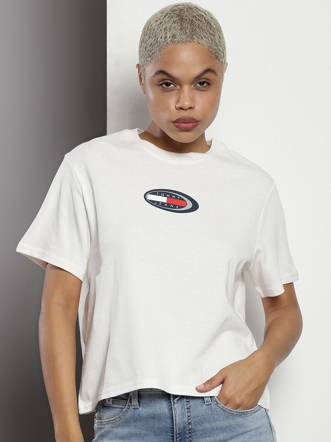 Tommy Hilfiger Round Neck Short Sleeves Cotton T-shirt, White