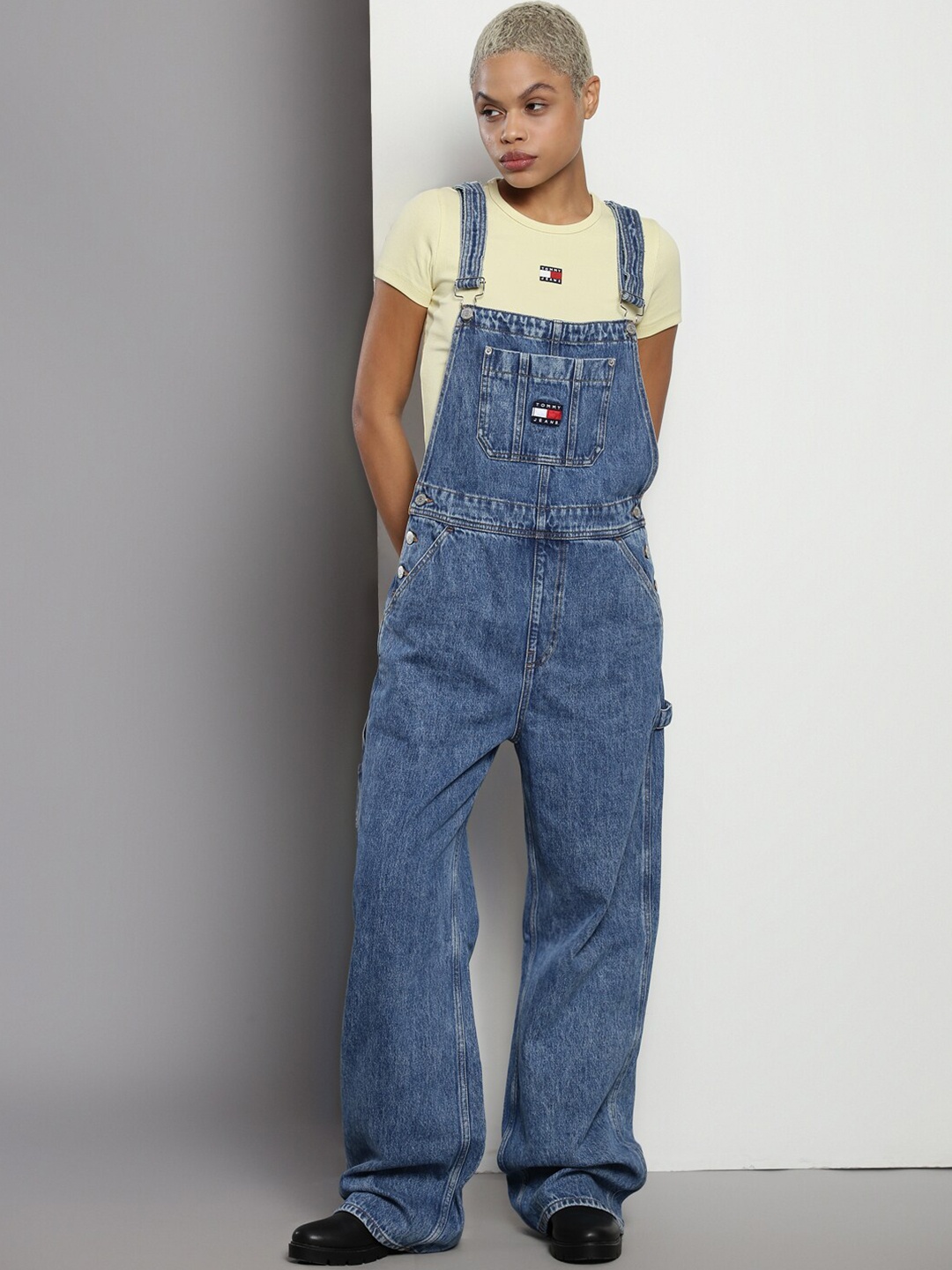 

Tommy Hilfiger Straight-Leg Full Length Denim Dungarees, Blue