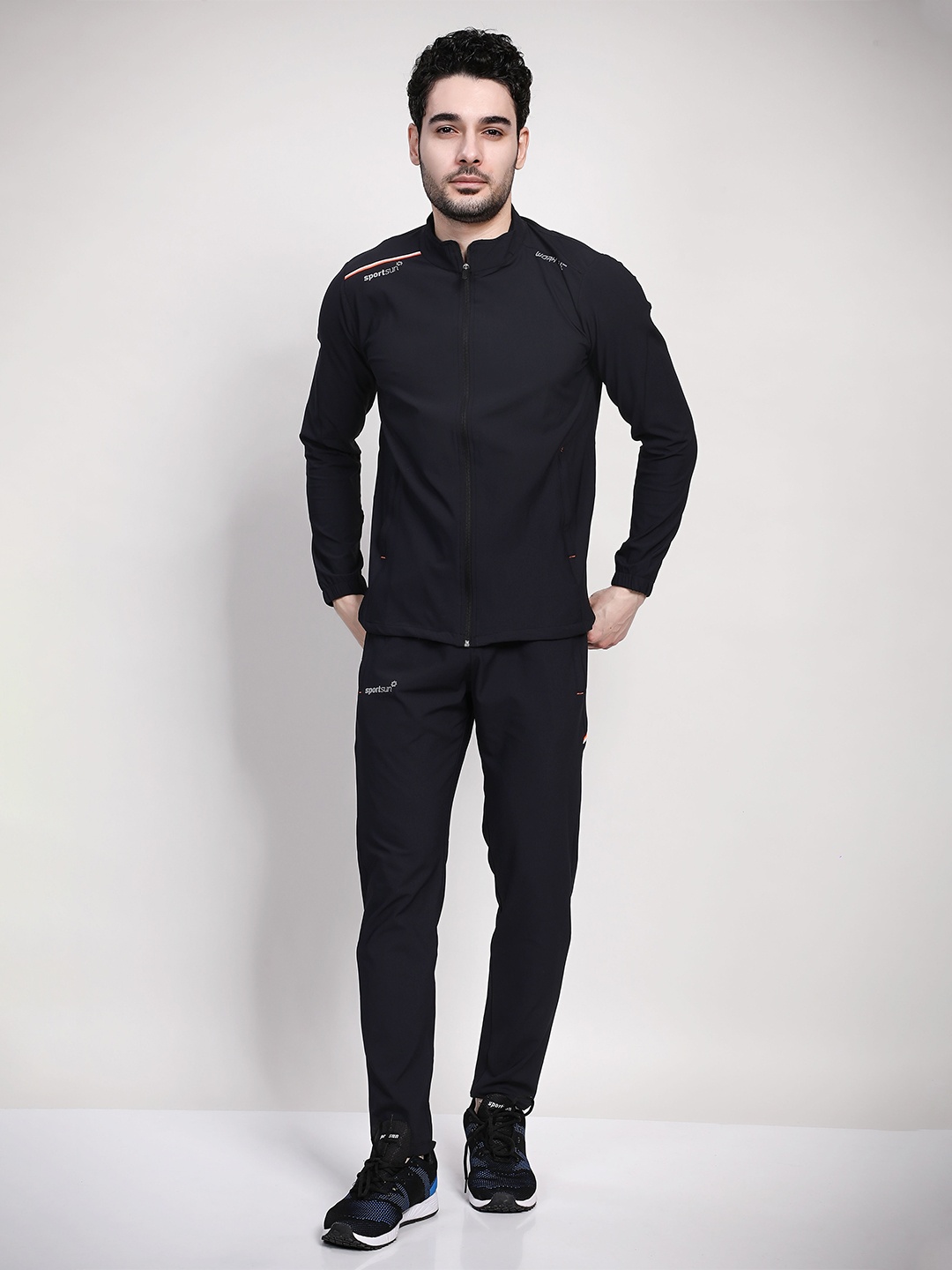 

SPORT SUN Mid-Rise Mock Collar Tracksuit, Black