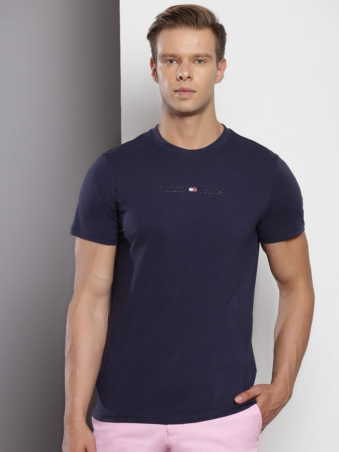 

Tommy Hilfiger Round Neck Slim Fit Cotton T-shirt, Navy blue