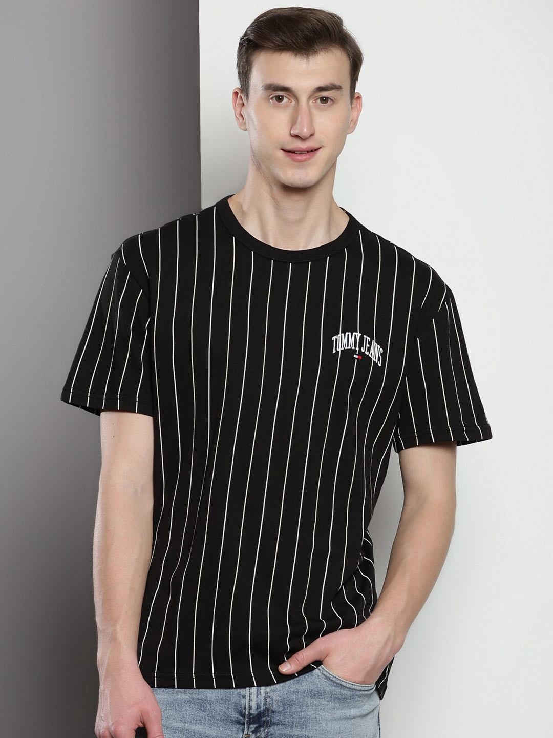 

Tommy Hilfiger Striped Cotton T-shirt, Black