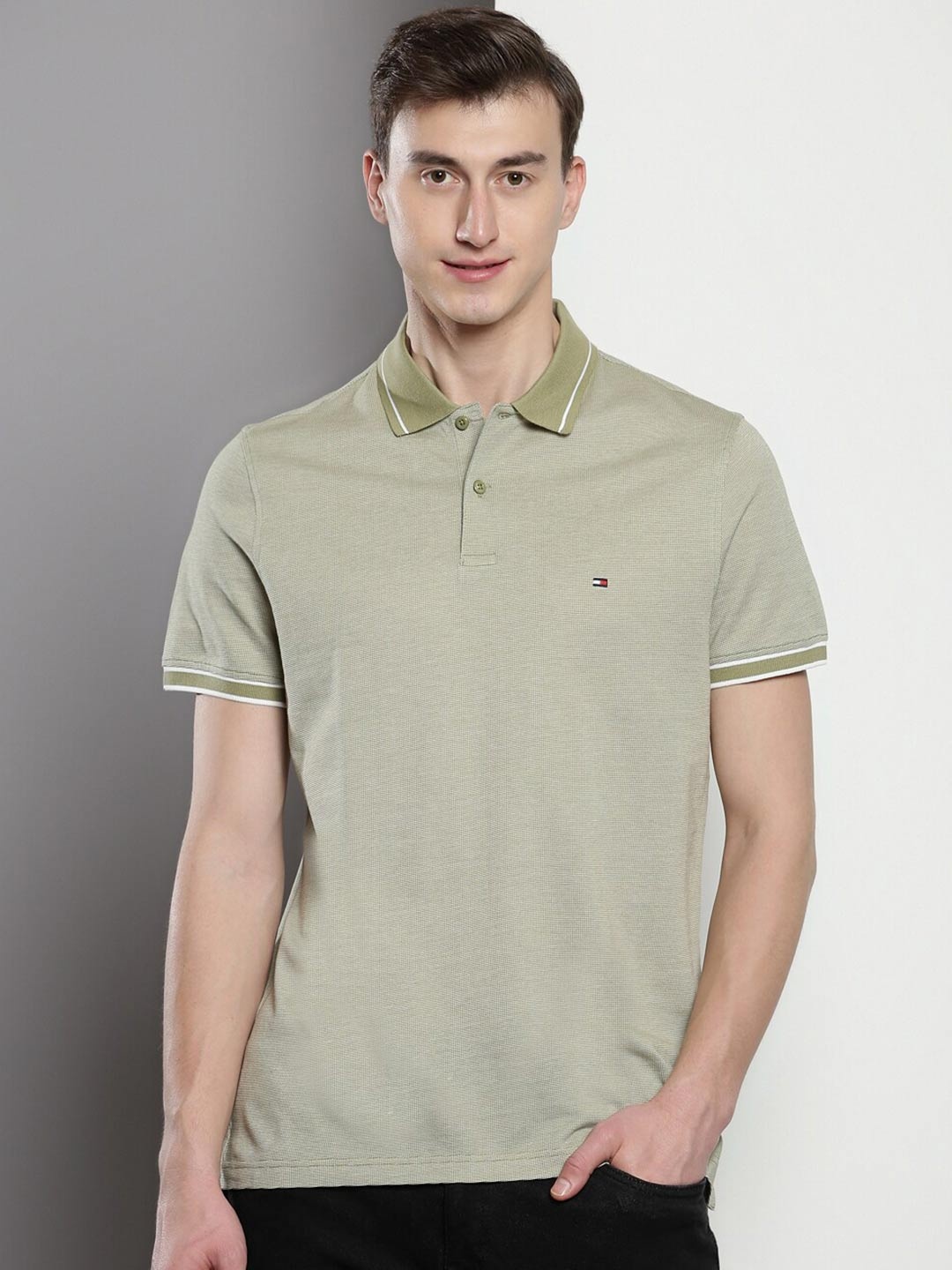 

Tommy Hilfiger Polo Collar Short Sleeves Cotton T-shirt, Green