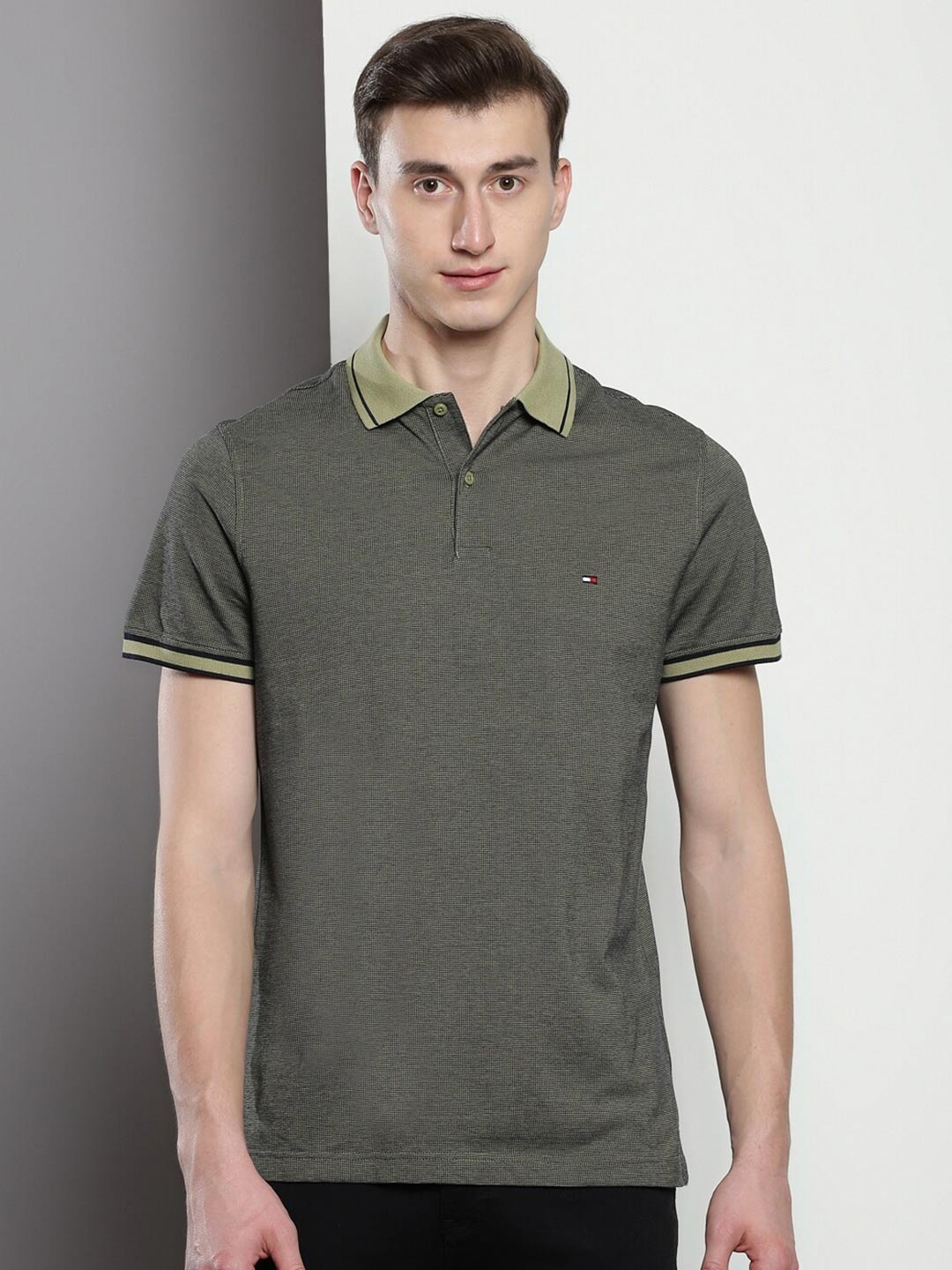 

Tommy Hilfiger Polo Collar Pure Cotton T-Shirt, Green