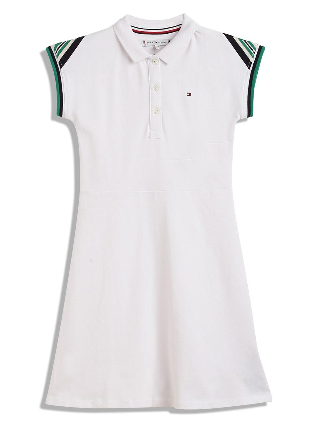 

Tommy Hilfiger Cotton V-Neck A-Line Dress, White