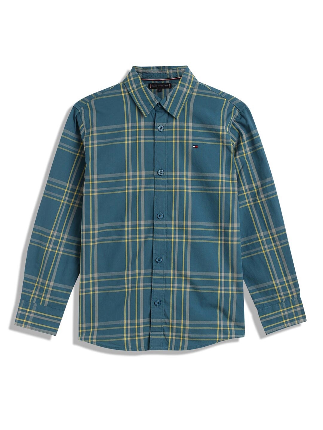 

Tommy Hilfiger Boys Tartan Checks Opaque Cotton Casual Shirt, Teal