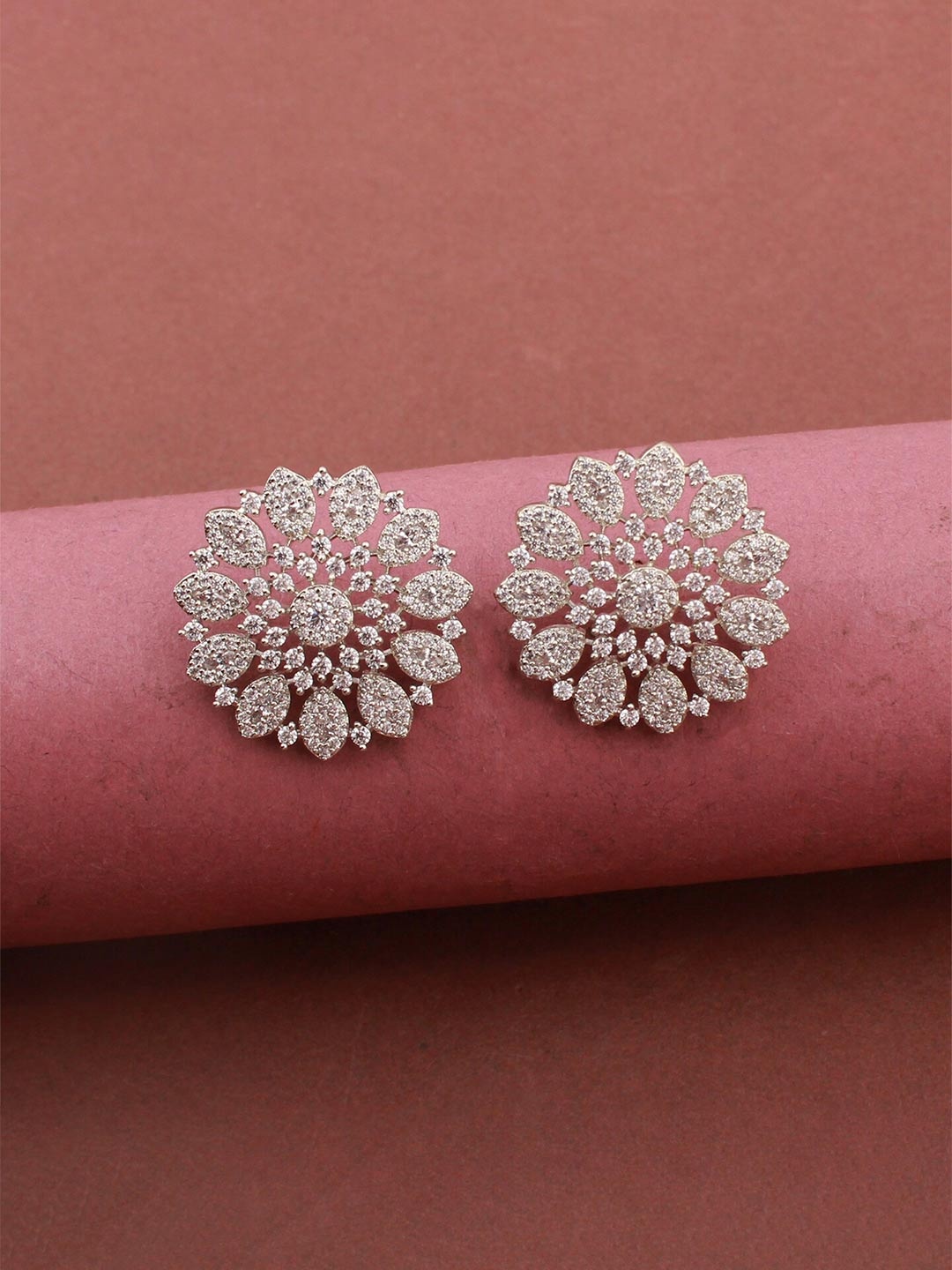 

Mirana Rhodium-Plated Contemporary American Diamond Studs Earrings, White