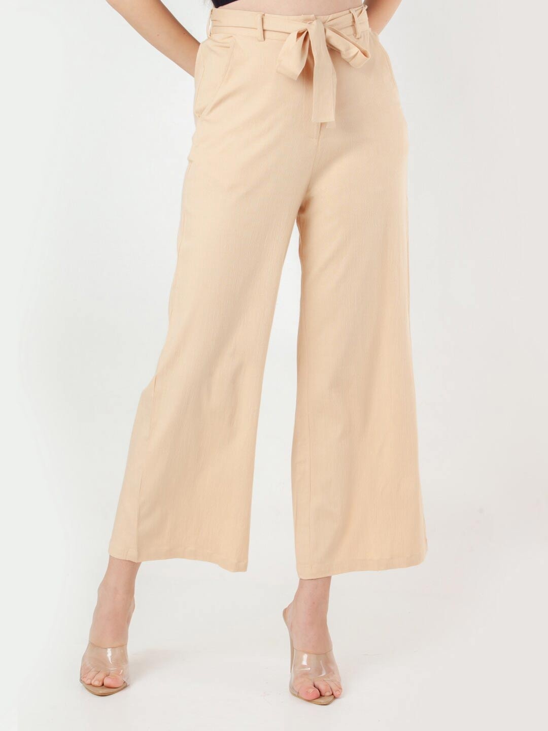 

Zink London Women High-Rise Cropped Trouser, Beige