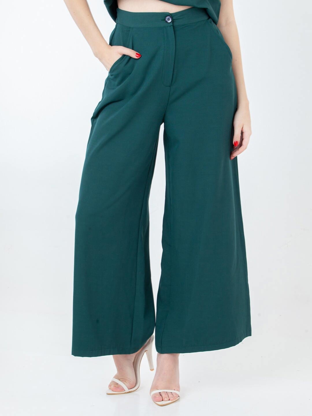 

Zink London Women High-Rise Parallel Trouser, Green