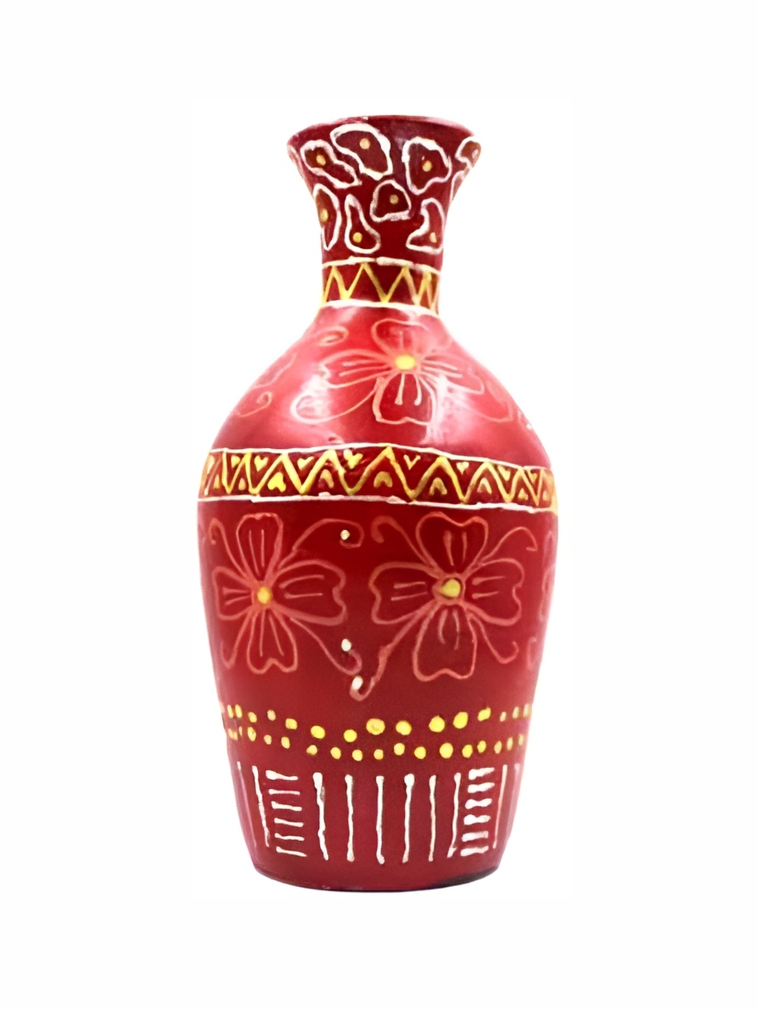 ESVAR STONECRAFT Red & Yellow Terracotta Figurine Vase Showpiece