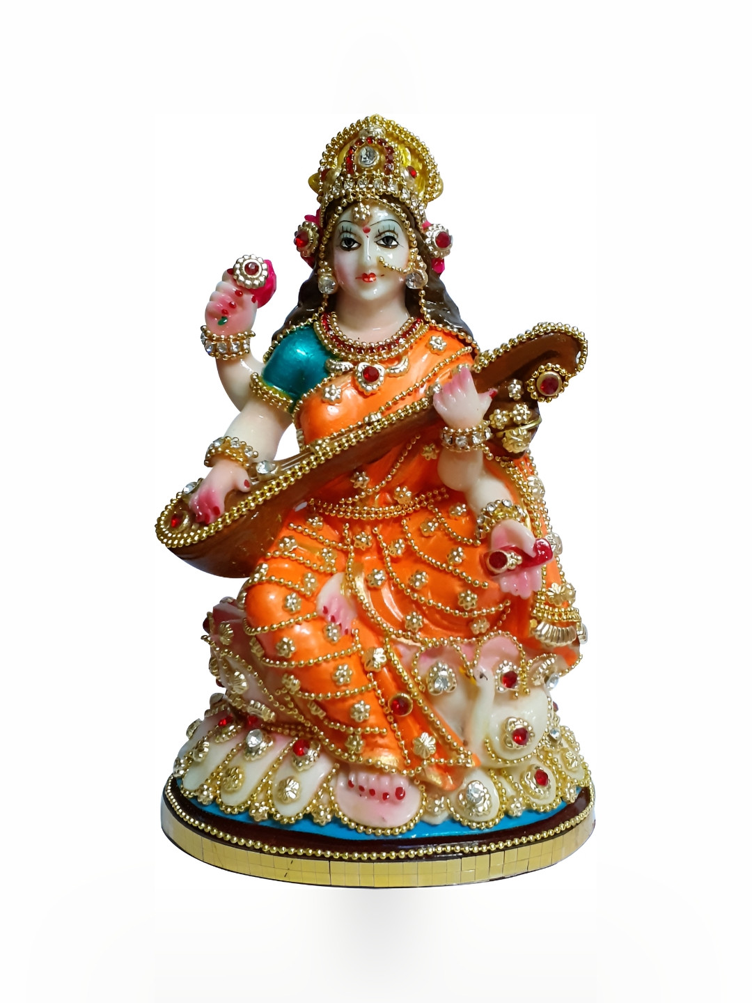 

ESVAR STONECRAFT Orange & White Religious Idol Showpiece