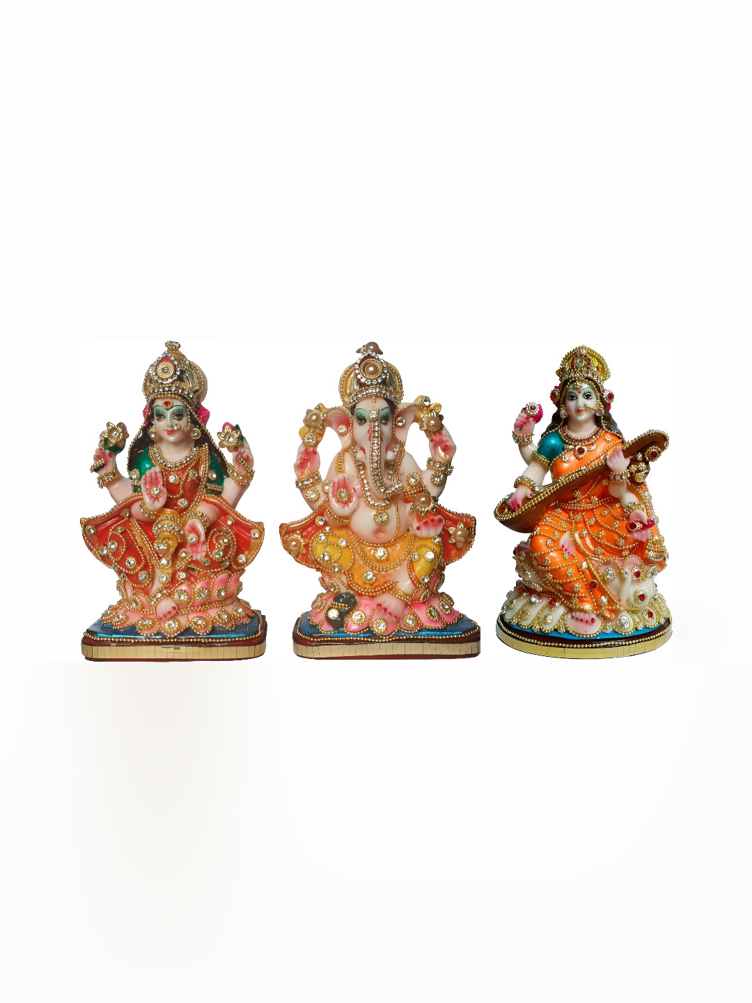 

ESVAR STONECRAFT Beige & Orange Religious Idol Showpiece