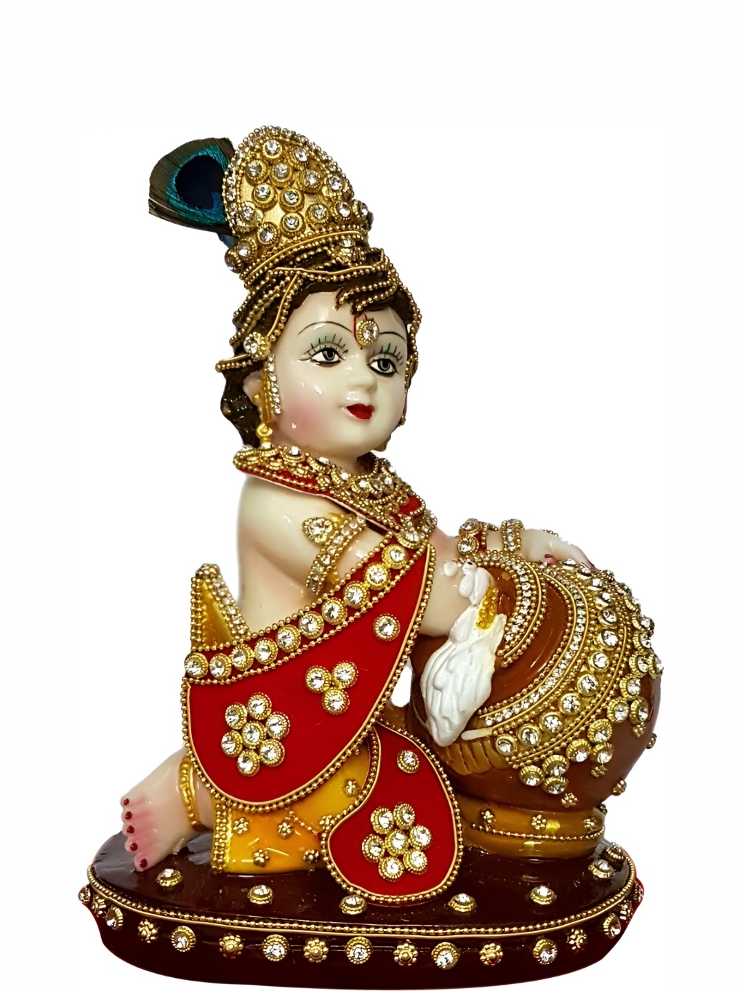 

ESVAR STONECRAFT White Red Lord Krishna Religious Decorative Showpiece