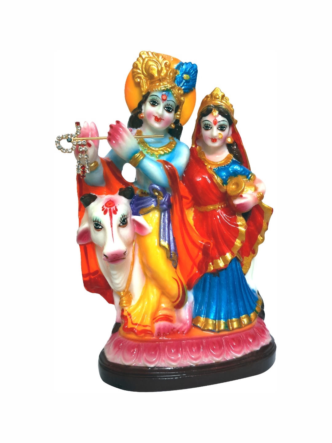 

ESVAR STONECRAFT Red Yellow Radha Krishna Showpieces