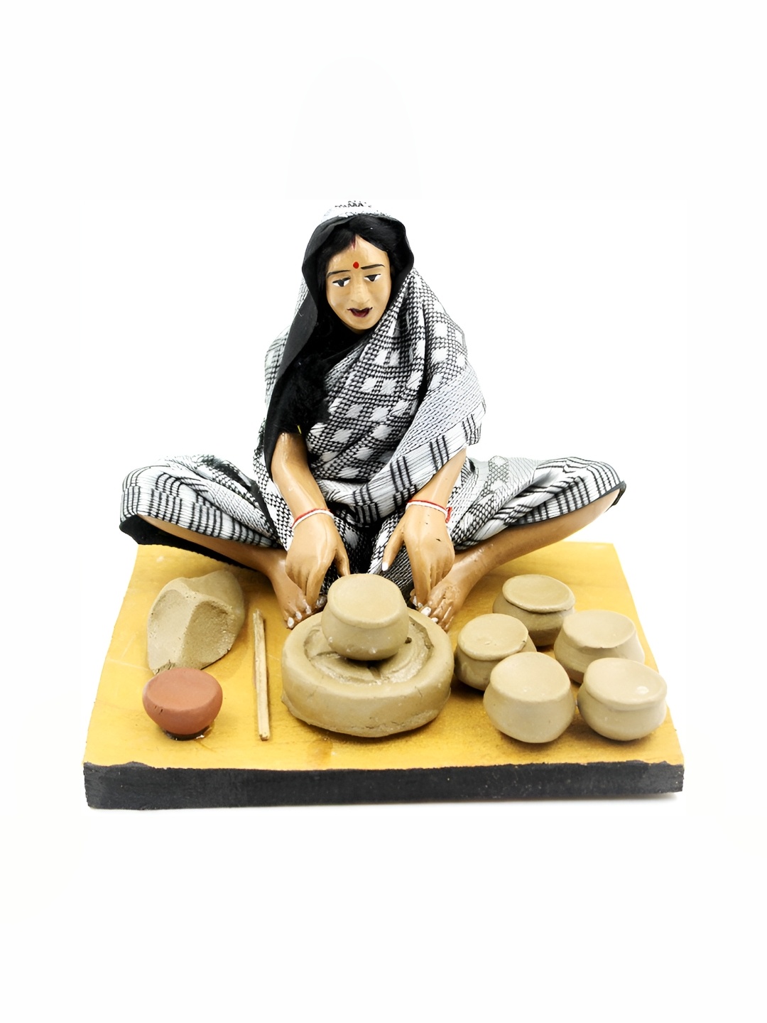 

ESVAR STONECRAFT Black & Beige Potter Figurine Showpiece