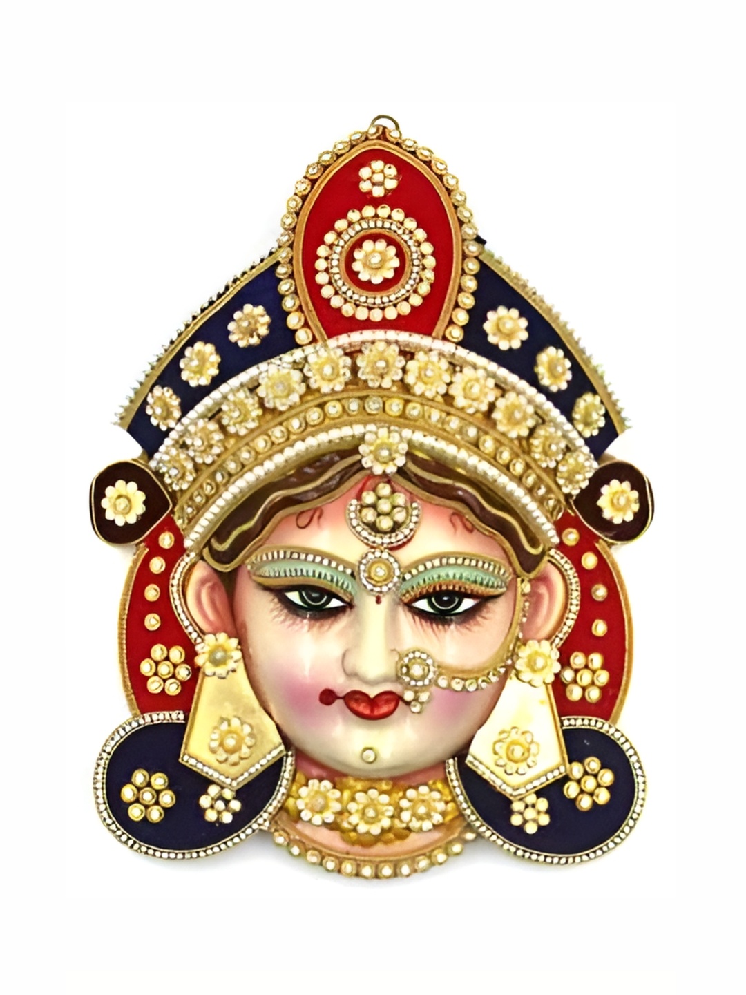 ESVAR STONECRAFT Cream Red Maa Durga Religious Showpiece