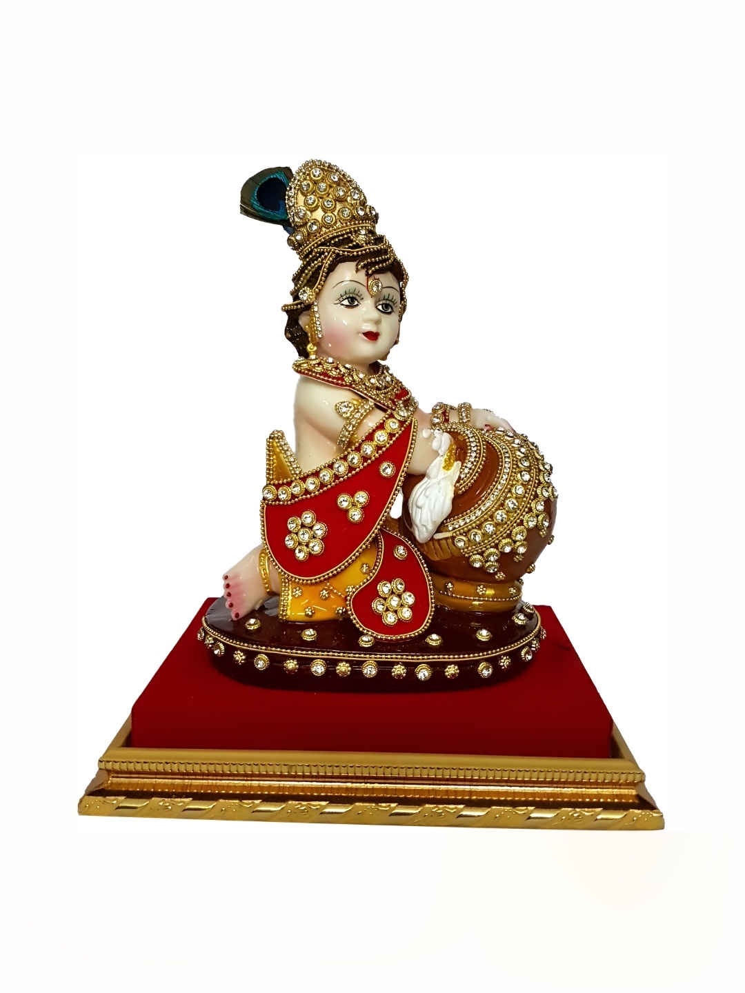 

ESVAR STONECRAFT Red and GoldToned Religious Idol Showpiece