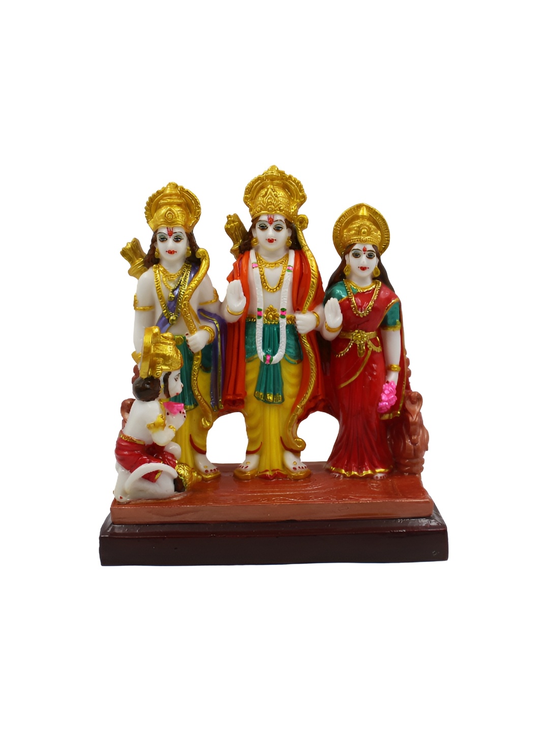 

ESVAR STONECRAFT White Red Ram Darbar Sculpture Showpiece
