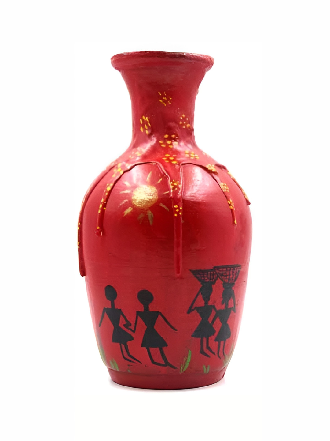 

ESVAR STONECRAFT Red & Black Terracotta Figurine Vase Showpiece