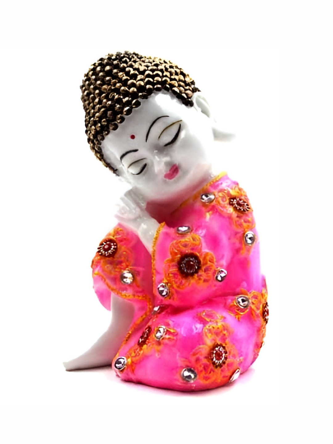 

ESVAR STONECRAFT White Pink Buddha Figurine Showpiece