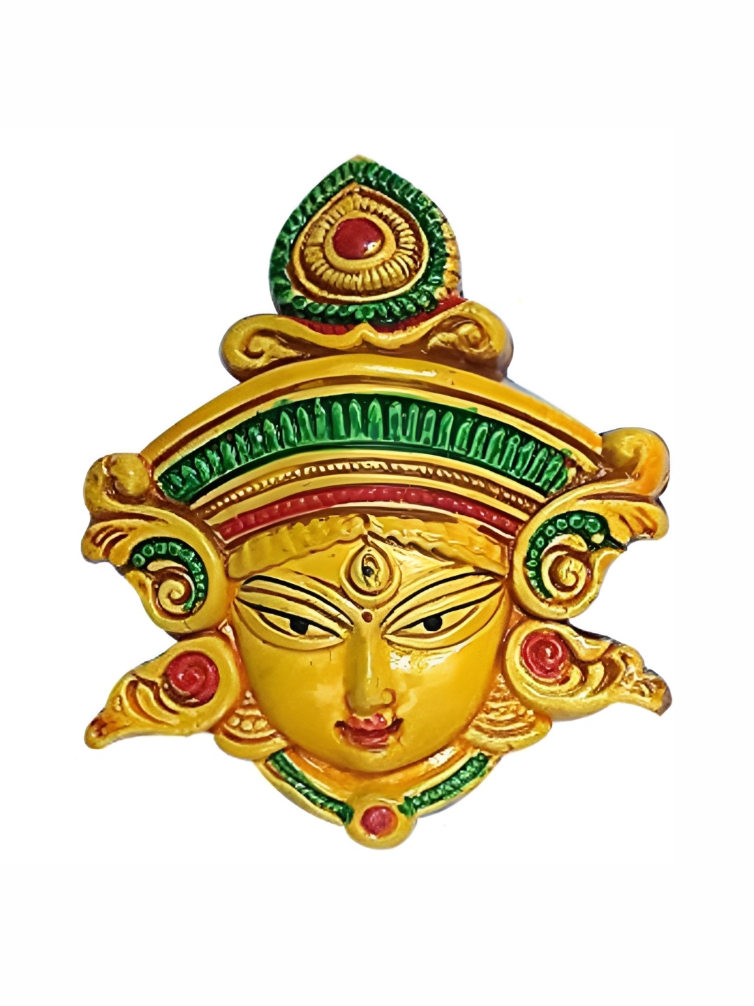 

ESVAR STONECRAFT Yellow & Green Terracotta Religious Idol Showpiece