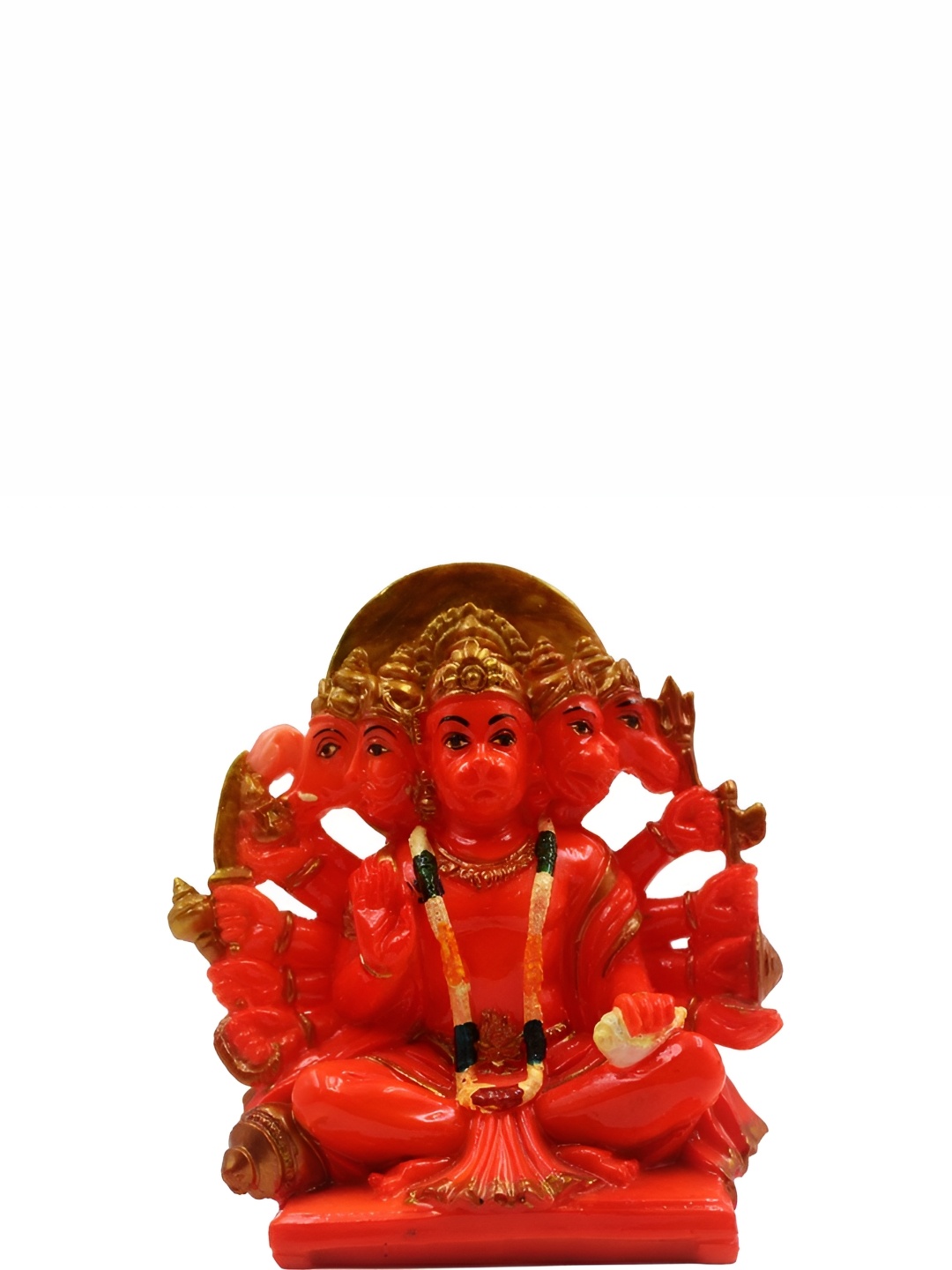 

ESVAR STONECRAFT Orange Gold Toned Lord Hanuman Showpiece