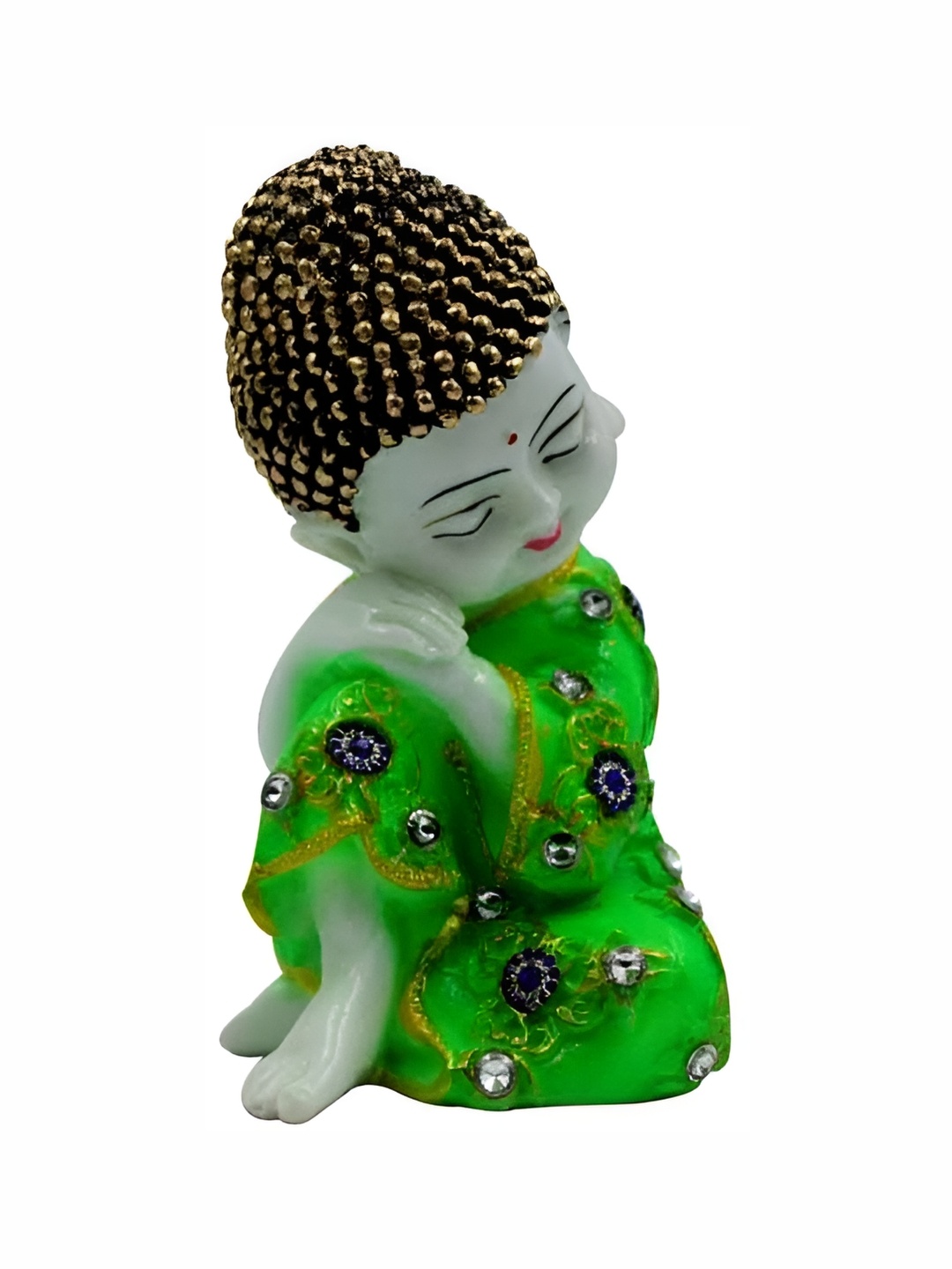 

ESVAR STONECRAFT Green and GoldToned Buddha Idol Showpiece