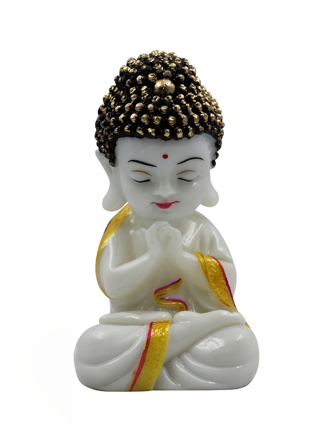 

ESVAR STONECRAFT White & Gold Toned Buddha Figurine Showpiece