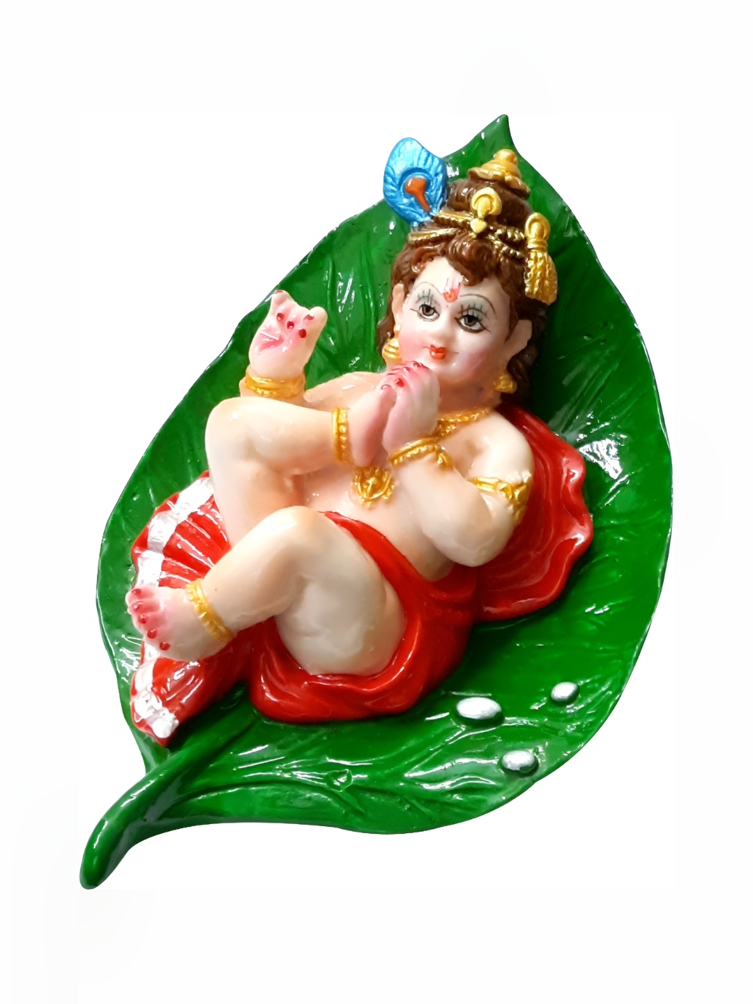 

ESVAR STONECRAFT White Green Lord Krishna Showpiece