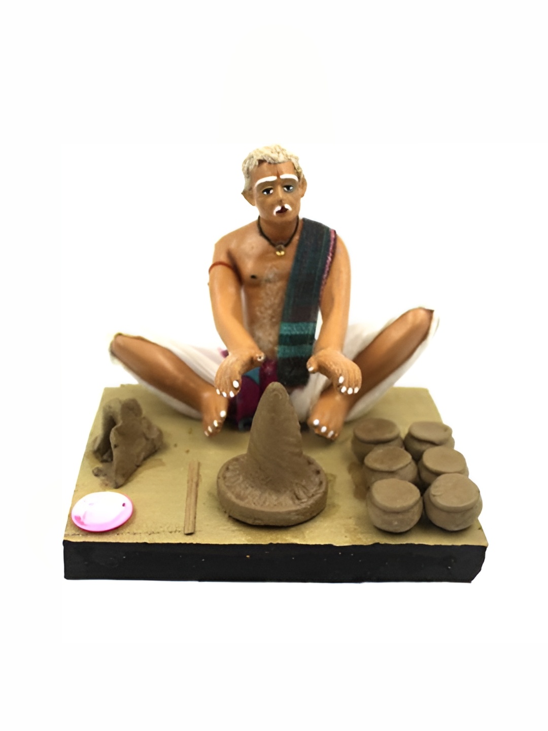 

ESVAR STONECRAFT Beige & Green Potter Man Figurine Showpiece