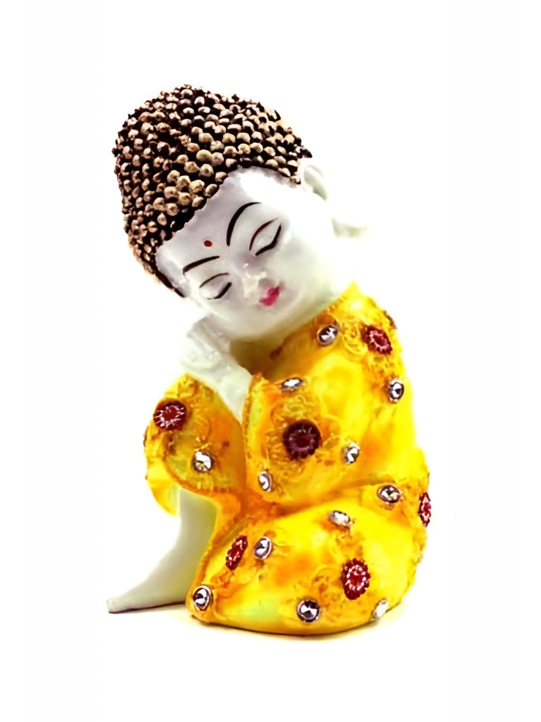 

ESVAR STONECRAFT Yellow and GoldToned Buddha Idol Showpiece