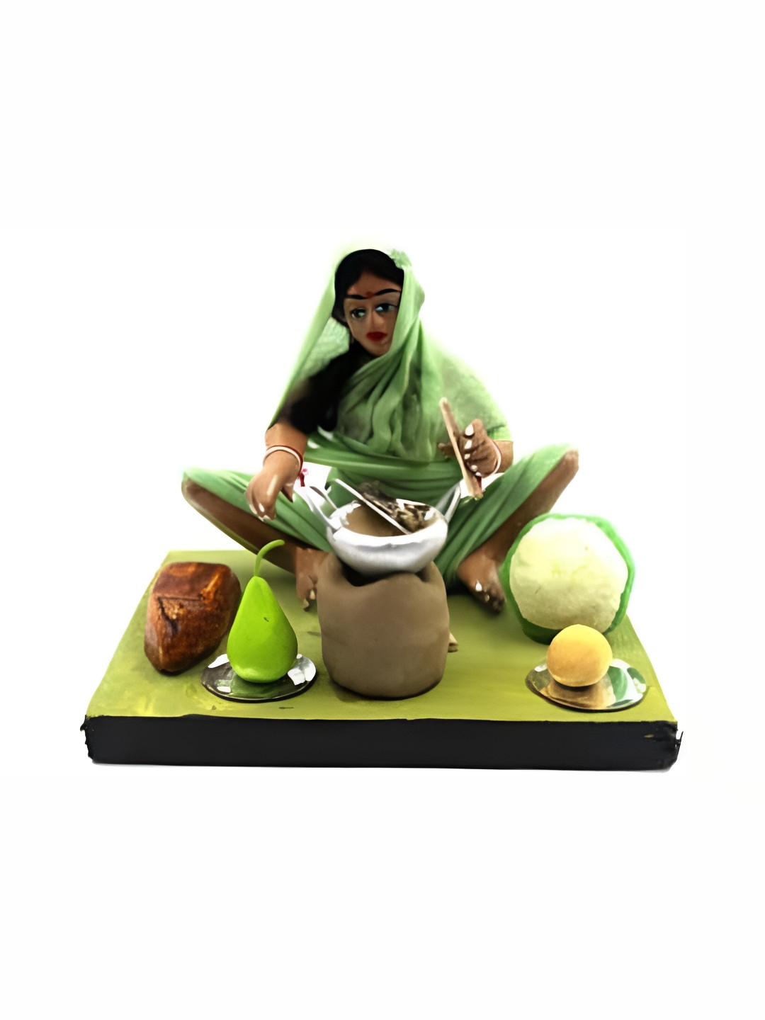 

ESVAR STONECRAFT Green & Brown Terracotta Figurine Showpiece