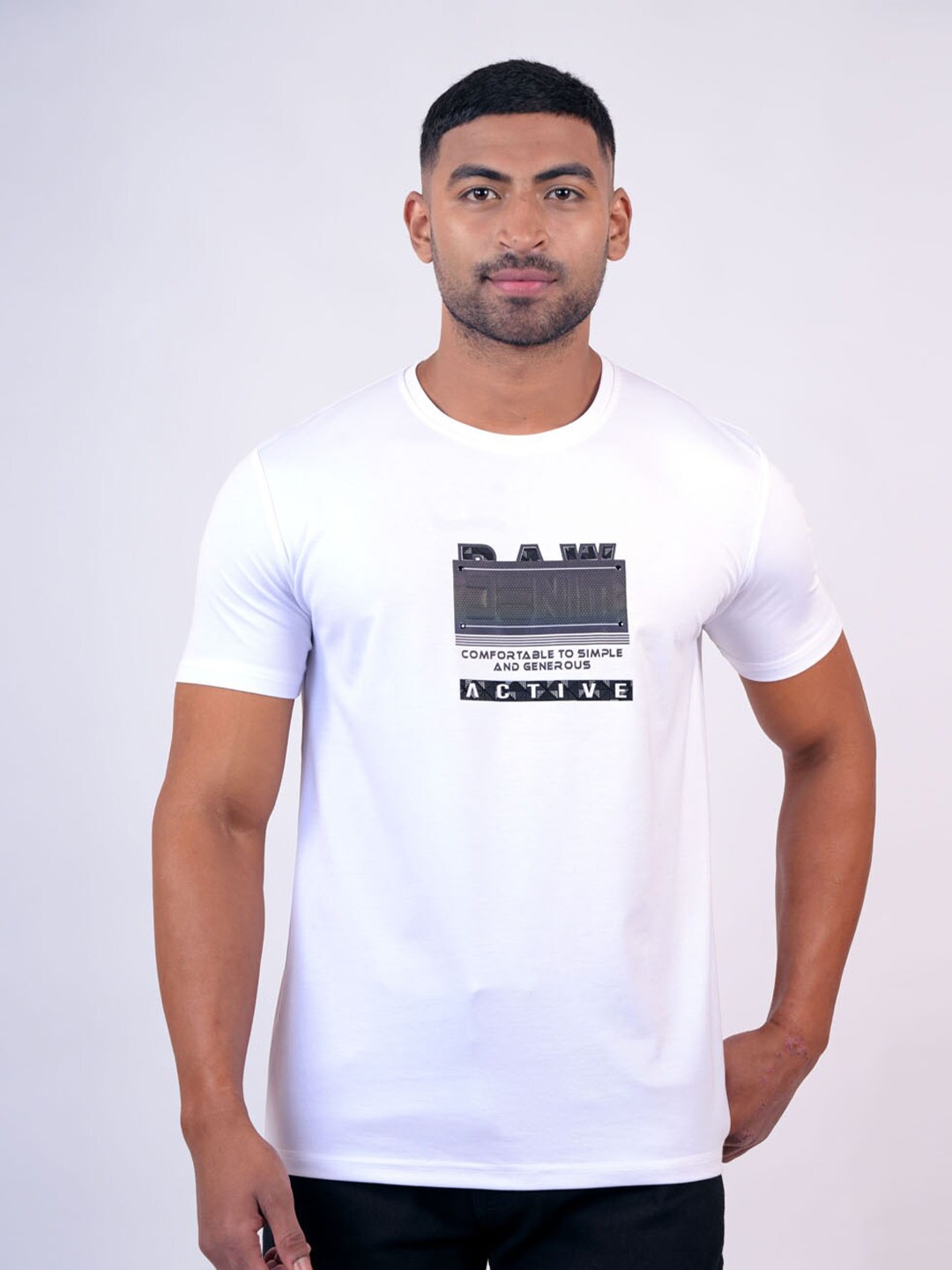

Pontiac Typography Printed Regular Fit Cotton T-shirt, White
