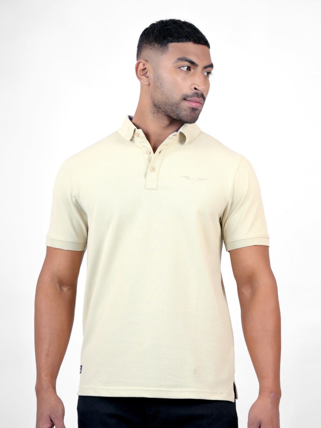 

Pontiac Polo Collar Regular Fit Cotton T-shirt, Cream