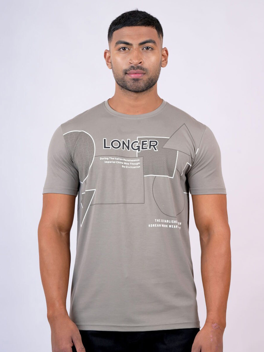 

Pontiac Typography Printed Regular Fit Cotton T-shirt, Grey