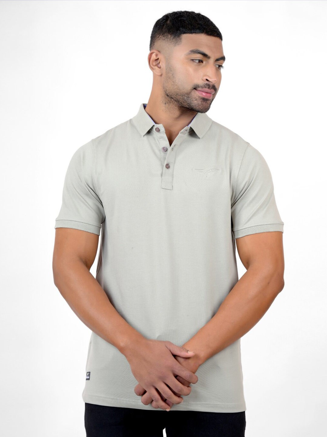

Pontiac Polo Collar Regular Fit Cotton T-shirt, Grey